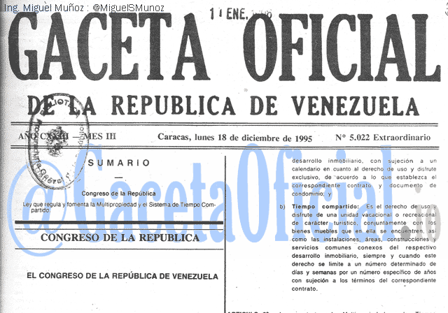 Gaceta Oficial 5022 del 18 Diciembre 1995