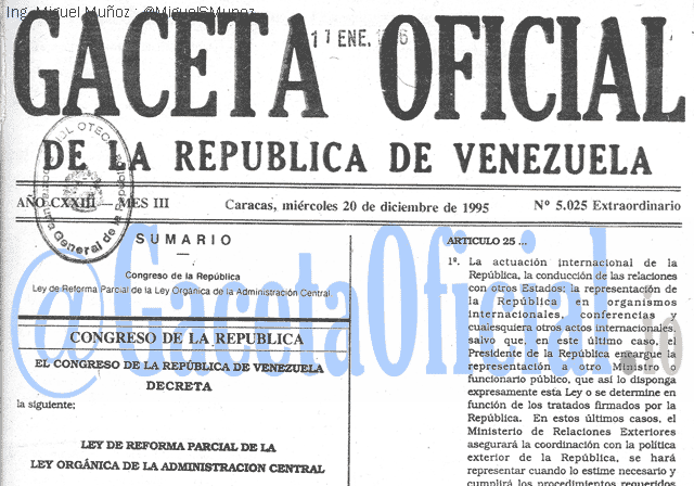 Gaceta Oficial 5025 del 20 Diciembre 1995