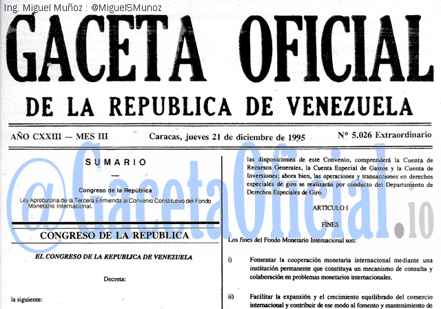 Gaceta Oficial 5026 del 21 Diciembre 1995
