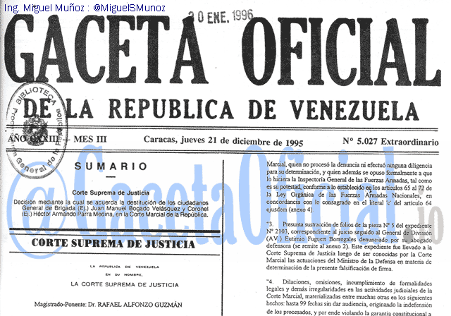 Gaceta Oficial 5027 del 21 Diciembre 1995