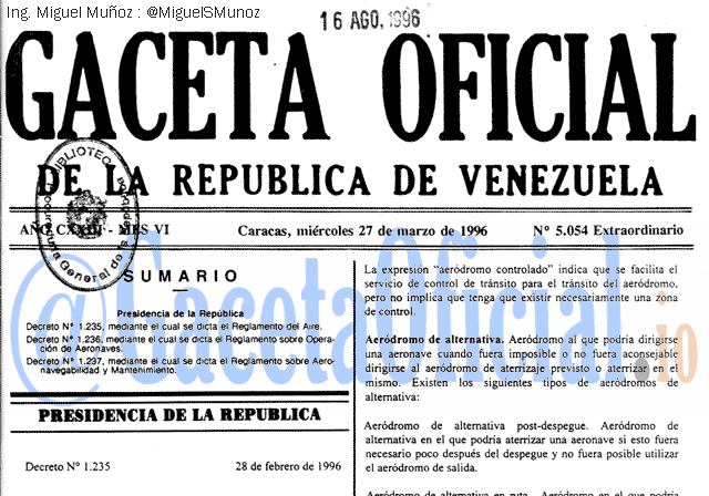 Gaceta Oficial 5054 del 27 Marzo 1996