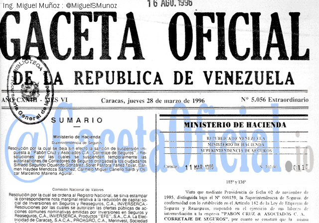 Gaceta Oficial 5056 del 28 Marzo 1996