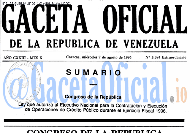 Gaceta Oficial 5084 del 7 Agosto 1996