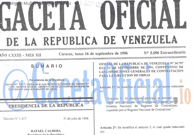 Gaceta Oficial 5096 del 16 Septiembre 1996