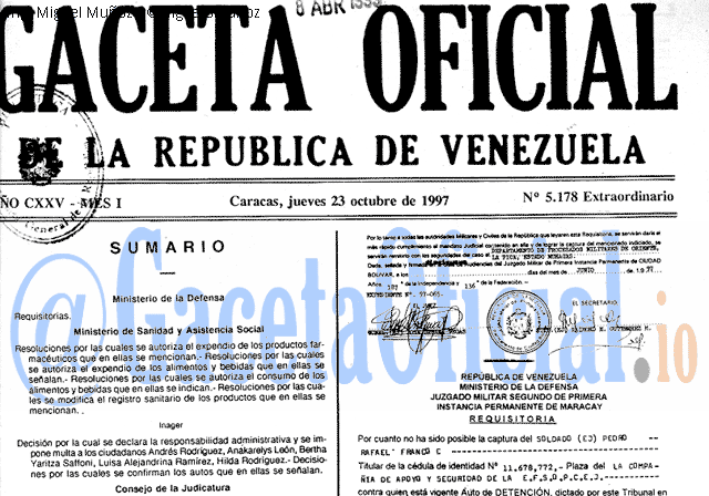 Gaceta Oficial 5178 del 23 Octubre 1997