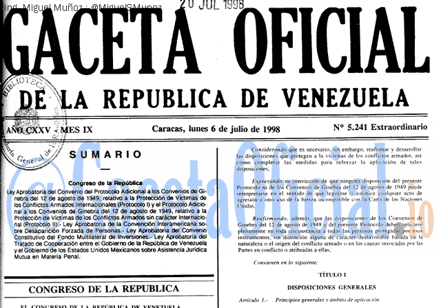 Gaceta Oficial 5241 del 6 Julio 1998