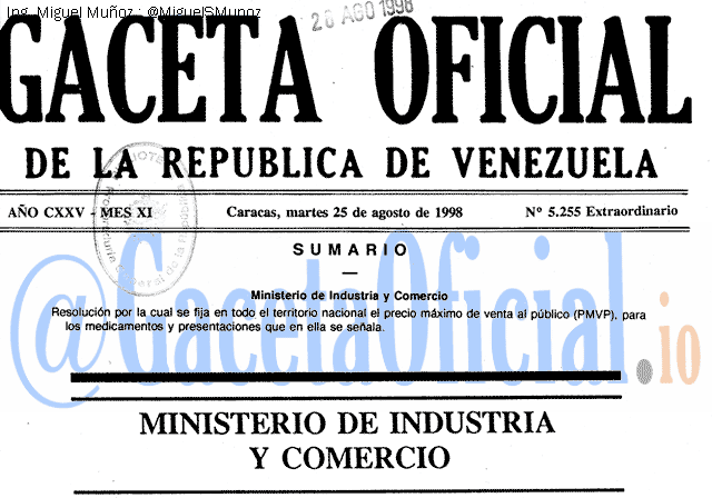 Gaceta Oficial 5255 del 25 Agosto 1998