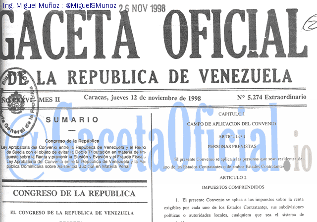 Gaceta Oficial 5274 del 12 Noviembre 1998