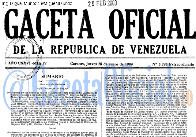 Gaceta Oficial 5295 del 28 Enero 1999