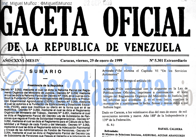Gaceta Oficial 5301 del 29 Enero 1999
