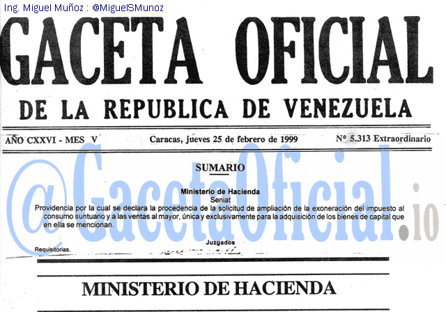 Gaceta Oficial 5313 del 25 Febrero 1999