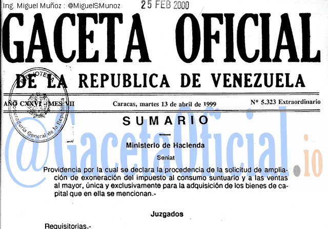 Gaceta Oficial 5323 del 13 Abril 1999