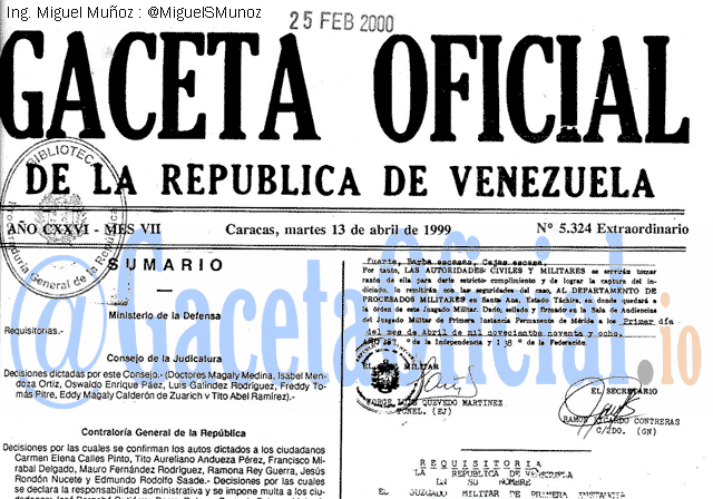 Gaceta Oficial 5324 del 13 Abril 1999