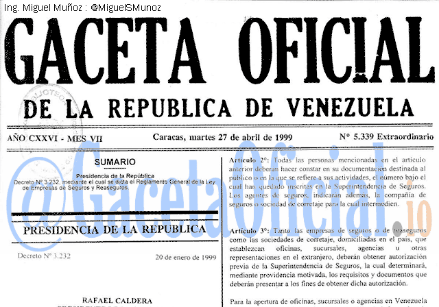 Gaceta Oficial 5339 del 27 Abril 1999