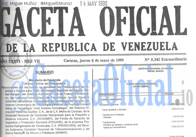 Gaceta Oficial 5342 del 6 Mayo 1999