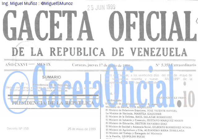 Gaceta Oficial 5353 del 17 Junio 1999