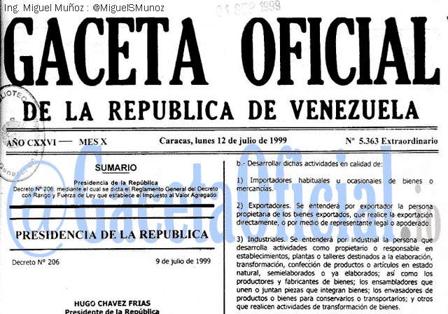 Gaceta Oficial 5363 del 12 Julio 1999