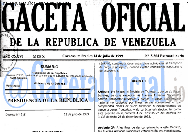 Gaceta Oficial 5364 del 14 Julio 1999