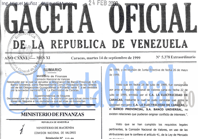 Gaceta Oficial 5378 del 14 Septiembre 1999