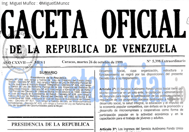 Gaceta Oficial 5398 del 26 Octubre 1999