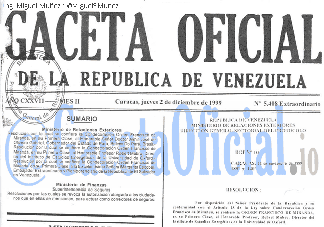 Gaceta Oficial 5408 del 2 Diciembre 1999