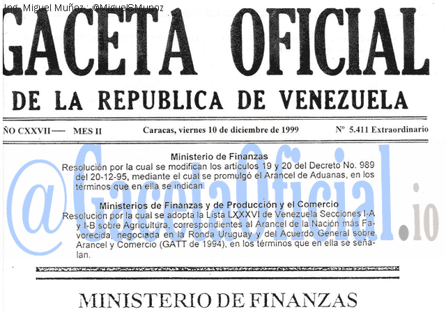 Gaceta Oficial 5411 del 10 Diciembre 1999