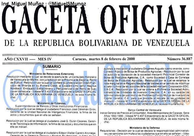 Gaceta Oficial 36887 del 8 Febrero 2000
