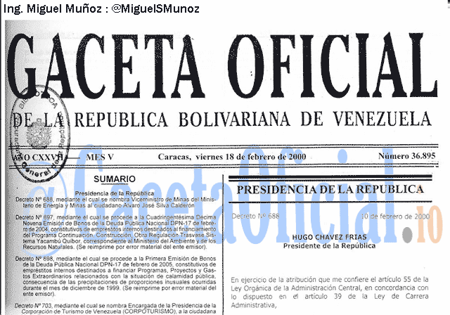 Gaceta Oficial 36895 del 18 Febrero 2000