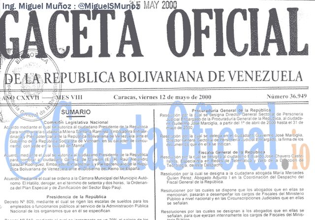 Gaceta Oficial 36949 del 12 Mayo 2000