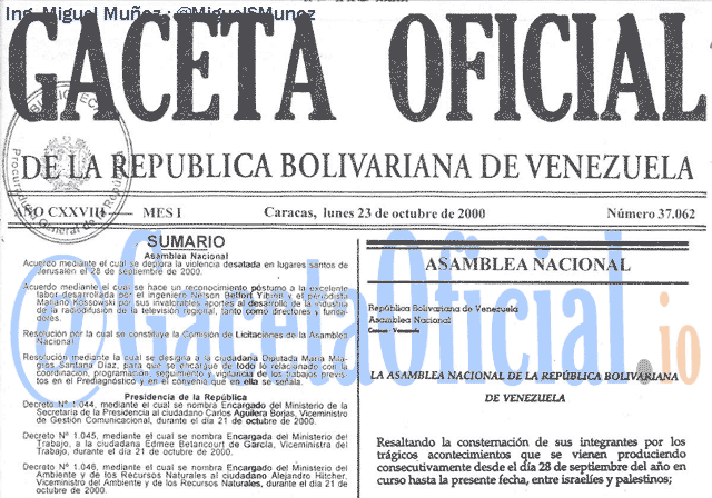 Gaceta Oficial 37062 del 23 Octubre 2000