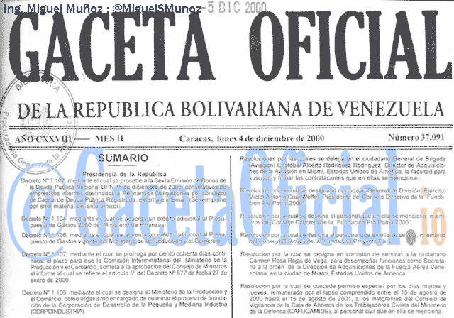 Gaceta Oficial 37091 del 4 Diciembre 2000