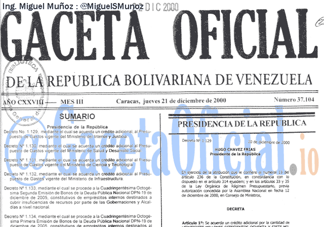 Gaceta Oficial 37104 del 21 Diciembre 2000