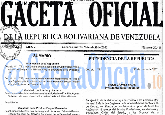 Gaceta Oficial 37419 del 9 Abril 2002