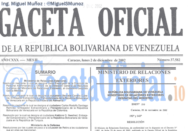 Gaceta Oficial 37582 del 2 Diciembre 2002
