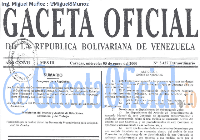 Gaceta Oficial 5427 del 5 Enero 2000