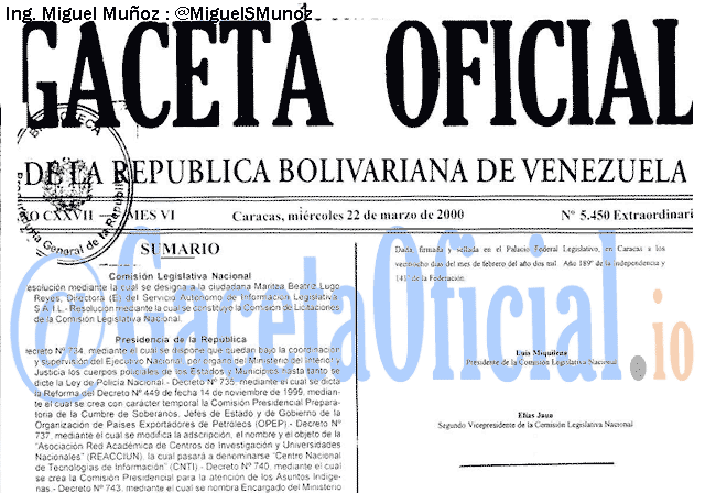 Gaceta Oficial 5450 del 22 Marzo 2000