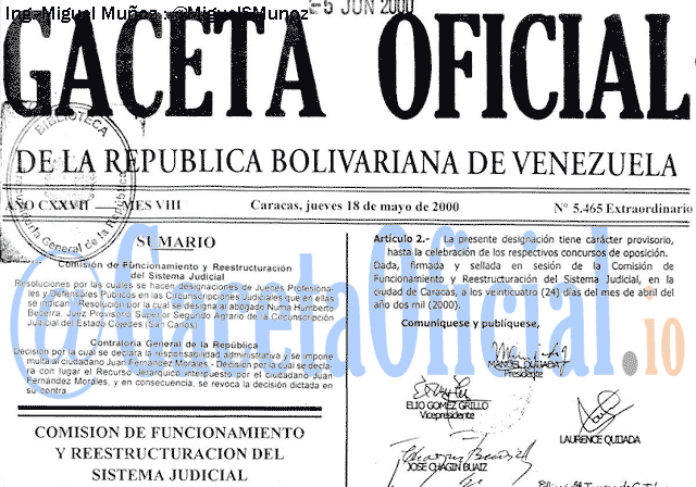 Gaceta Oficial 5465 del 18 Mayo 2000