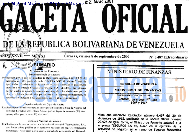 Gaceta Oficial 5487 del 8 Septiembre 2000