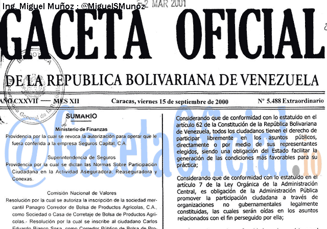 Gaceta Oficial 5488 del 15 Septiembre 2000