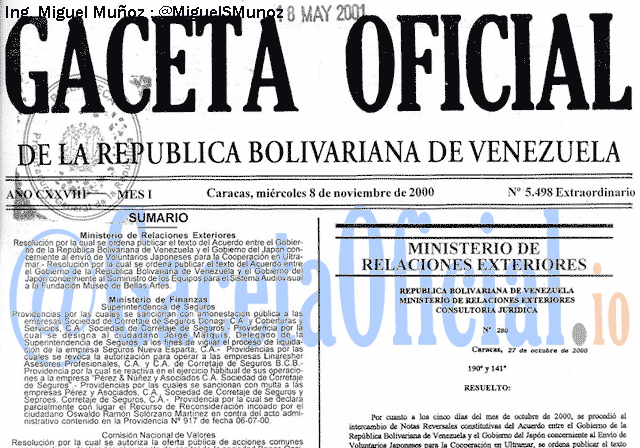 Gaceta Oficial 5498 del 8 Noviembre 2000