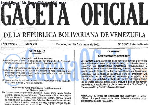 Gaceta Oficial 5587 del 7 Mayo 2002