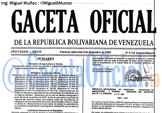 Gaceta Oficial 5741 del 8 Diciembre 2004