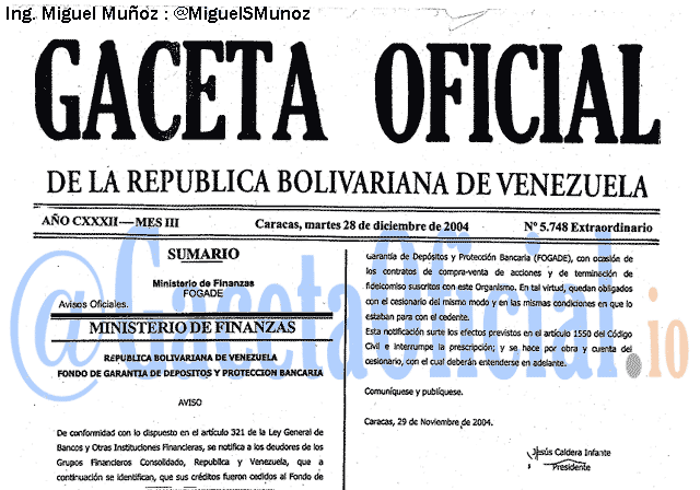 Gaceta Oficial 5748 del 28 Diciembre 2004