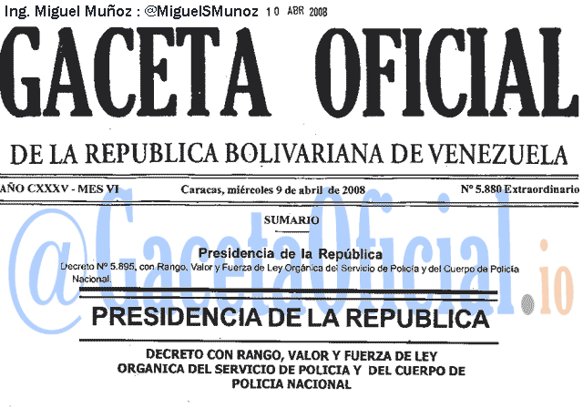 Gaceta Oficial 5880 del 9 Abril 2008