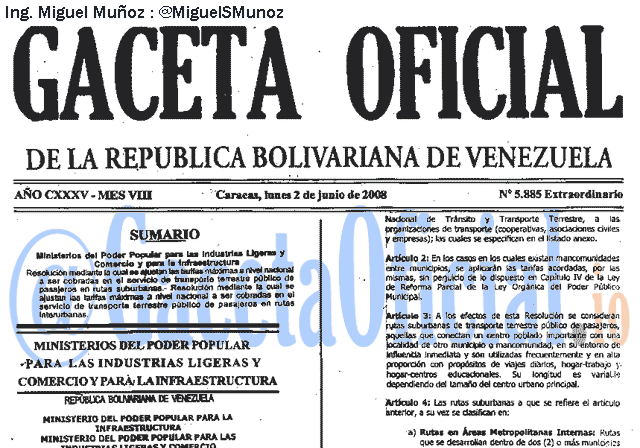 Gaceta Oficial 5885 del 2 Junio 2008