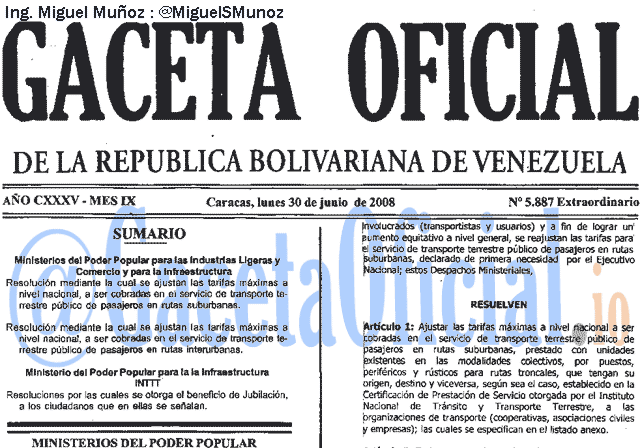 Gaceta Oficial 5887 del 30 Junio 2008
