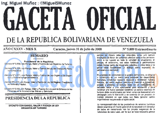 Gaceta Oficial 5889 del 31 Julio 2008