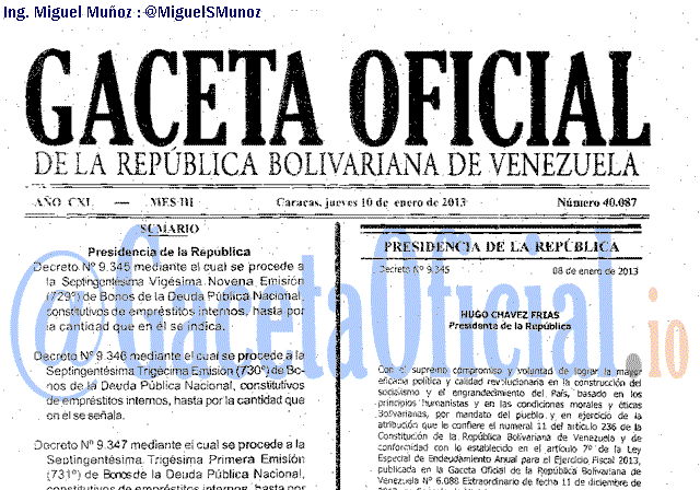 Gaceta Oficial 40087 del 10 Enero 2013