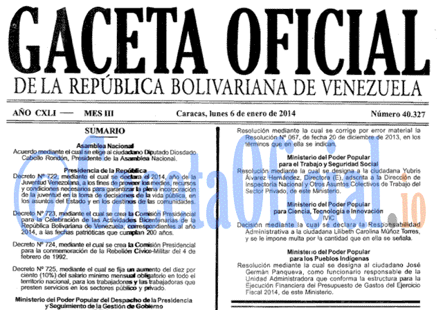 Gaceta Oficial, Gaceta 40327, Gaceta 40327 HD, Gaceta #40327, Gaceta Oficial Venezuela #40327