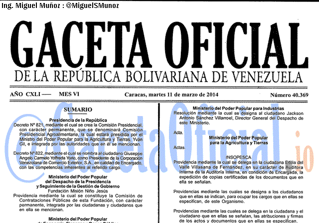 Gaceta Oficial 40369 del 11 Marzo 2014